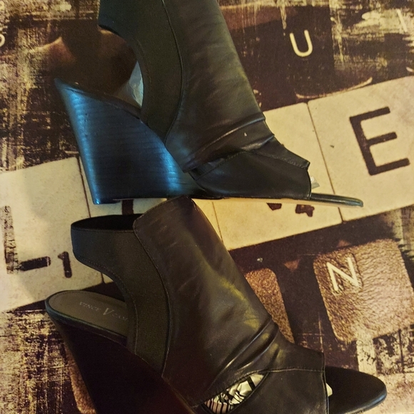 Vince Camuto Shoes - Vince Camuto Leather open toe wedge